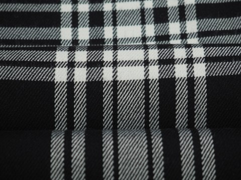 Wiskoza poliamid - Gruba krata czerń i biel Wiskoza poliamid - Gruba krata czerń i biel