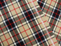 flanela wełniana w kratę tartan beż, czerń, czerwień