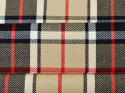 flanela wełniana w kratę tartan beż, czerń, czerwień