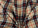 flanela wełniana w kratę tartan beż, czerń, czerwień