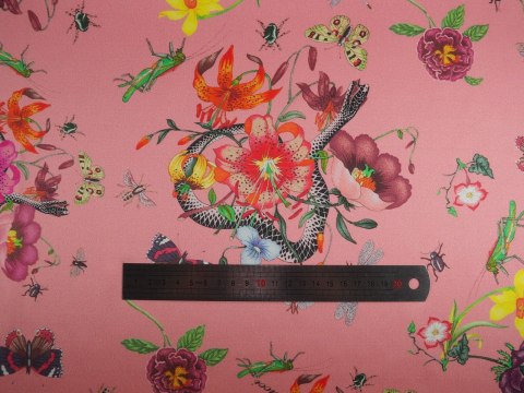 Jedwab Gucci - Węże i lilie na różu Jedwab Gucci - Węże i lilie na różu