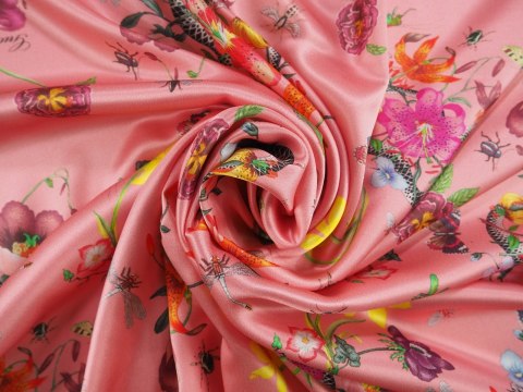 Jedwab Gucci - Węże i lilie na różu Jedwab Gucci - Węże i lilie na różu