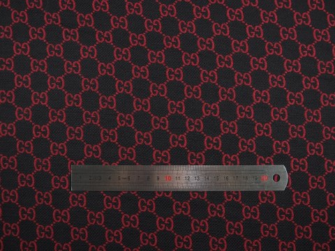 Żakard Gucci - Logotyp czerń i czerwień Żakard Gucci - Logotyp czerń i czerwień