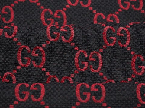 Żakard Gucci - Logotyp czerń i czerwień Żakard Gucci - Logotyp czerń i czerwień