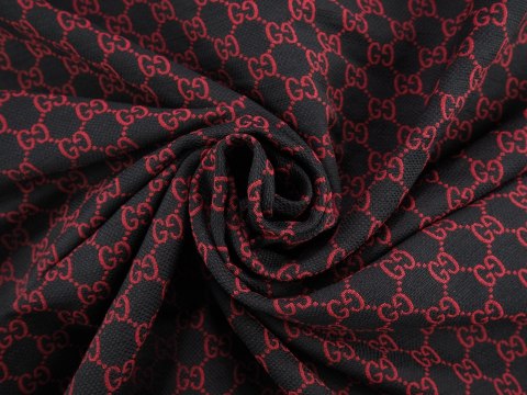 Żakard Gucci - Logotyp czerń i czerwień Żakard Gucci - Logotyp czerń i czerwień