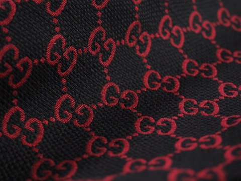 Żakard Gucci - Logotyp czerń i czerwień Żakard Gucci - Logotyp czerń i czerwień