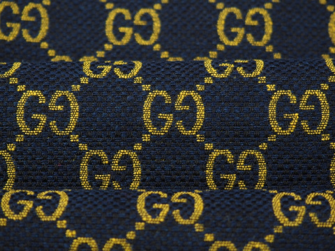 Żakard Gucci - Logotyp granat i musztarda Żakard Gucci - Logotyp granat i musztarda