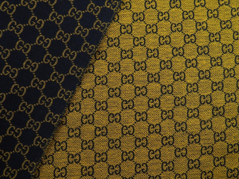 Żakard Gucci - Logotyp granat i musztarda Żakard Gucci - Logotyp granat i musztarda