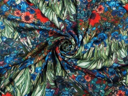 satyna w secesyjne kwiaty