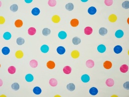 wiskoza w kolorowe grochy na jasnym tle