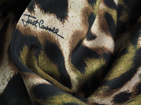 Bawełna Roberto Cavalli - Oliwkowo-brązowa panterka Bawełna Roberto Cavalli - Oliwkowo-brązowa panterka