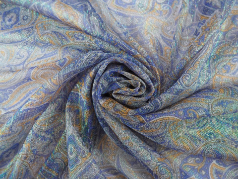 Jedwab szyfon - Paisley z metaliczną nitką Jedwab szyfon - Paisley z metaliczną nitką