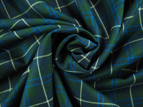 Wełna - Krata tartan granat i zieleń Wełna - Krata tartan granat i zieleń