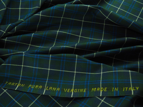 Wełna - Krata tartan granat i zieleń Wełna - Krata tartan granat i zieleń