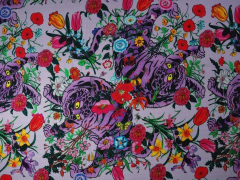 Jedwa elastyczny Gucci - Fioletowy tygrys Jedwa elastyczny Gucci - Fioletowy tygrys