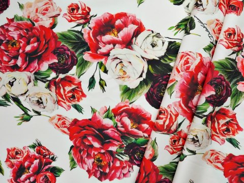 Jedwab Dolce&Gabbana - Peonie na bieli Jedwab Dolce&Gabbana - Peonie na bieli