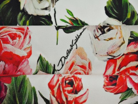 Jedwab Dolce&Gabbana - Peonie na bieli Jedwab Dolce&Gabbana - Peonie na bieli