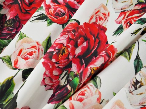 Jedwab Dolce&Gabbana - Peonie na bieli Jedwab Dolce&Gabbana - Peonie na bieli