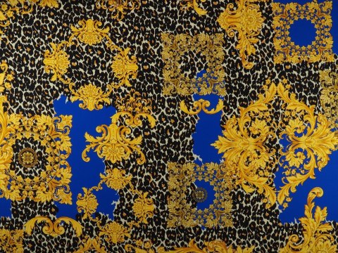 Jedwab elastyczny - Szafir, pantera, ornamenty Jedwab elastyczny - Szafir, pantera, ornamenty
