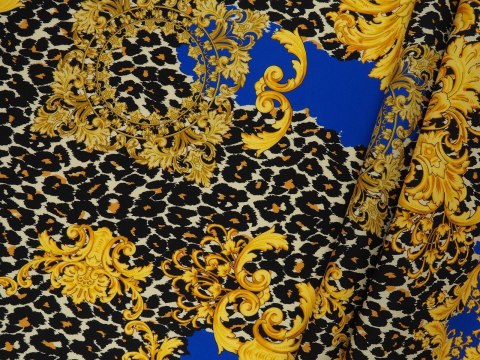 Jedwab elastyczny - Szafir, pantera, ornamenty Jedwab elastyczny - Szafir, pantera, ornamenty