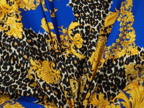 Jedwab elastyczny - Szafir, pantera, ornamenty Jedwab elastyczny - Szafir, pantera, ornamenty
