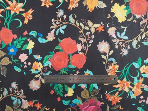 Jedwab Alta Moda - Kwiaty na graficie Jedwab Alta Moda - Kwiaty na graficie