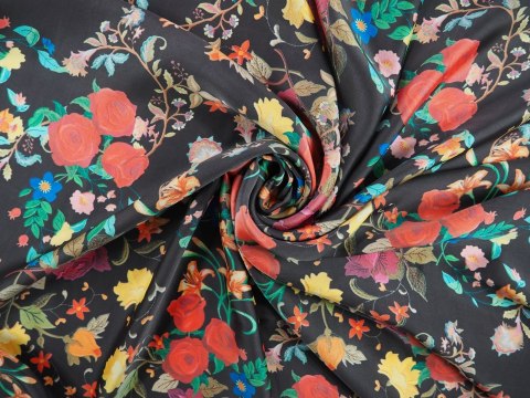 Jedwab Alta Moda - Kwiaty na graficie Jedwab Alta Moda - Kwiaty na graficie