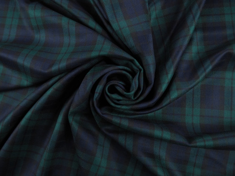 Wełna - Granatowo-zielona krata tartan Wełna - Granatowo-zielona krata tartan