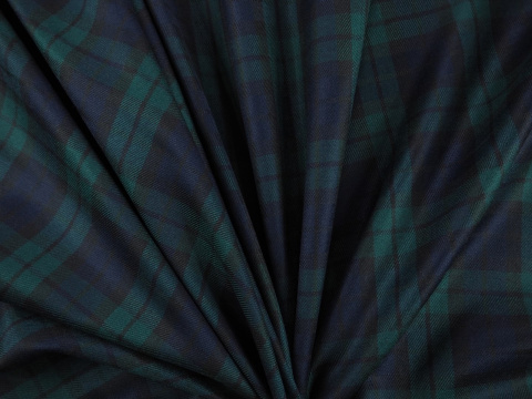 Wełna - Granatowo-zielona krata tartan Wełna - Granatowo-zielona krata tartan