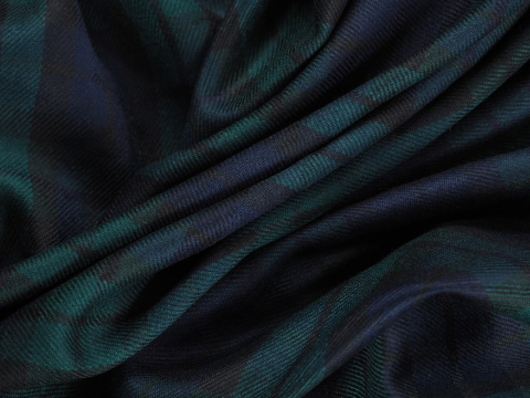 Wełna - Granatowo-zielona krata tartan Wełna - Granatowo-zielona krata tartan