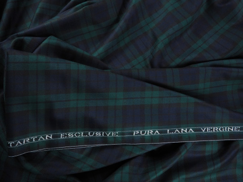 Wełna - Granatowo-zielona krata tartan Wełna - Granatowo-zielona krata tartan