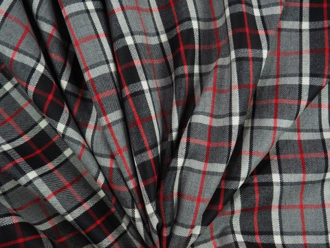 Wełna - Czarno-biała krata tartan Wełna - Czarno-biała krata tartan