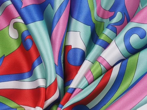 Jedwab sygnowany - Zielono-niebieskie wiry Jedwab sygnowany - Zielono-niebieskie wiry