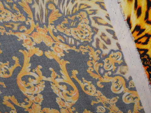 Wełna z wiskozą - Złote ornamenty i pantera Wełna z wiskozą - Złote ornamenty i pantera
