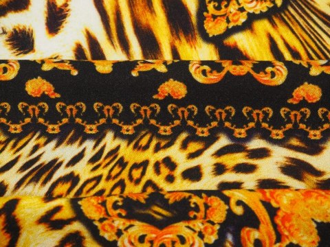Wełna z wiskozą - Złote ornamenty i pantera Wełna z wiskozą - Złote ornamenty i pantera