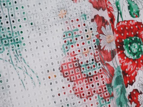 Bawełna ażurowa - Maki i stokrotki Bawełna ażurowa - Maki i stokrotki