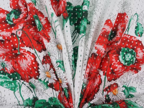 Bawełna ażurowa - Maki i stokrotki Bawełna ażurowa - Maki i stokrotki