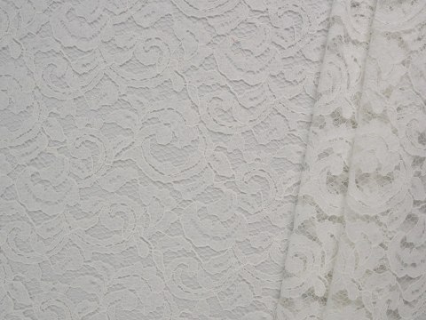 Koronka wiskozowa - Ornamenty śmietankowa biel Koronka wiskozowa - Ornamenty śmietankowa biel