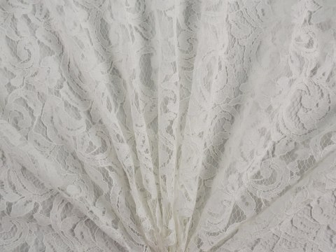 Koronka wiskozowa - Ornamenty śmietankowa biel Koronka wiskozowa - Ornamenty śmietankowa biel