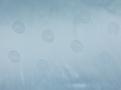 Podszewka sygnowana - Emblematy na gołębimy błękicie Podszewka sygnowana - Emblematy na gołębimy błękicie