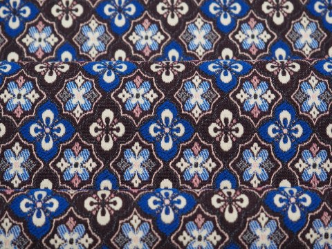 Żakard elastyczny - Niebieskie retro wzory Żakard elastyczny - Niebieskie retro wzory