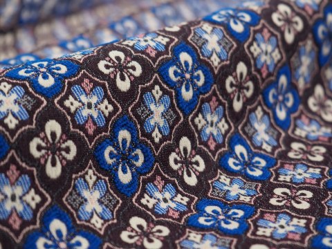 Żakard elastyczny - Niebieskie retro wzory Żakard elastyczny - Niebieskie retro wzory