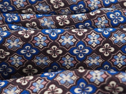 Żakard elastyczny - Niebieskie retro wzory Żakard elastyczny - Niebieskie retro wzory