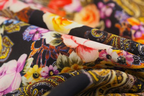 Jedwab - Kwiaty, paisley Jedwab - Kwiaty, paisley