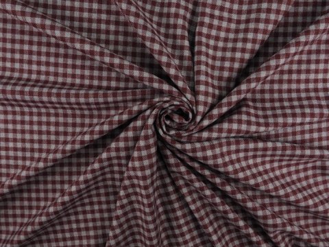 Wełna z bawełną - Kratka vichy bordo szarość Wełna z bawełną - Kratka vichy bordo szarość