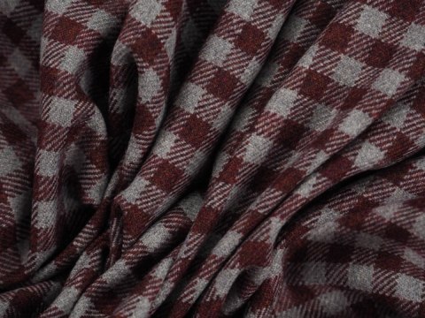 Wełna z bawełną - Kratka vichy bordo szarość Wełna z bawełną - Kratka vichy bordo szarość