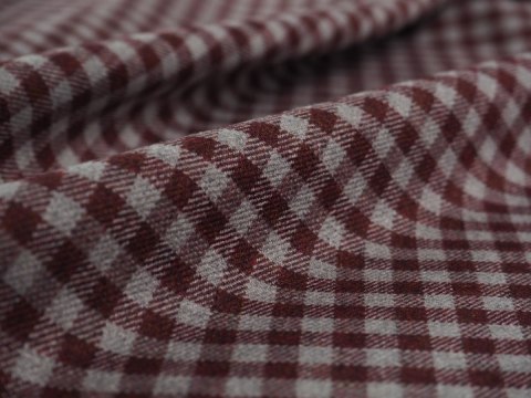 Wełna z bawełną - Kratka vichy bordo szarość Wełna z bawełną - Kratka vichy bordo szarość