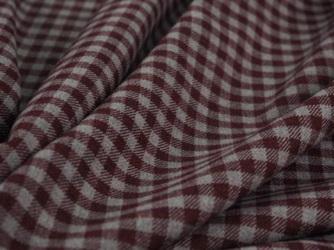 Wełna z bawełną - Kratka vichy bordo szarość Wełna z bawełną - Kratka vichy bordo szarość