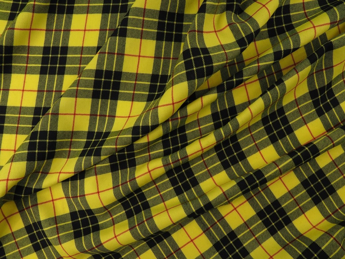 Wełna garsonkowa - Żółta krata tartan Wełna garsonkowa - Żółta krata tartan