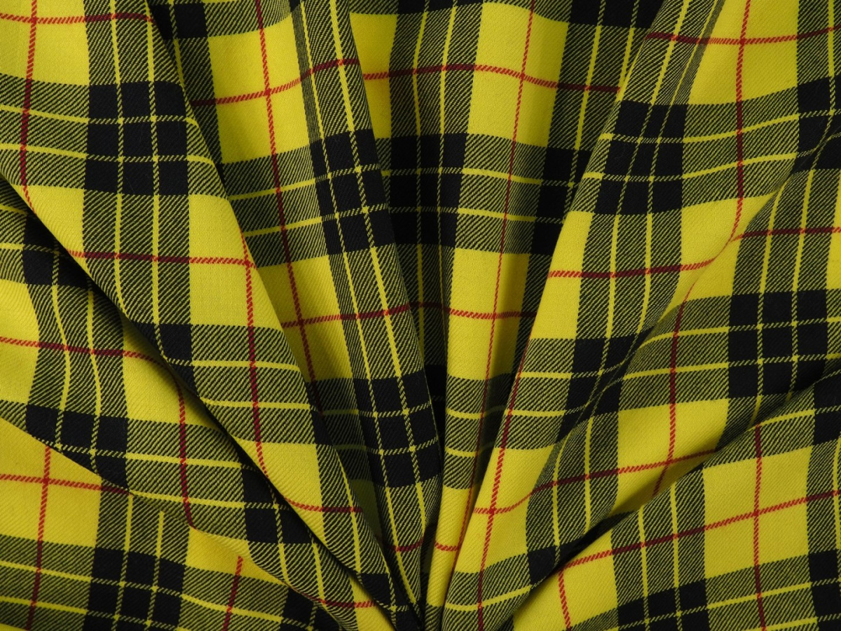 Wełna garsonkowa - Żółta krata tartan Wełna garsonkowa - Żółta krata tartan
